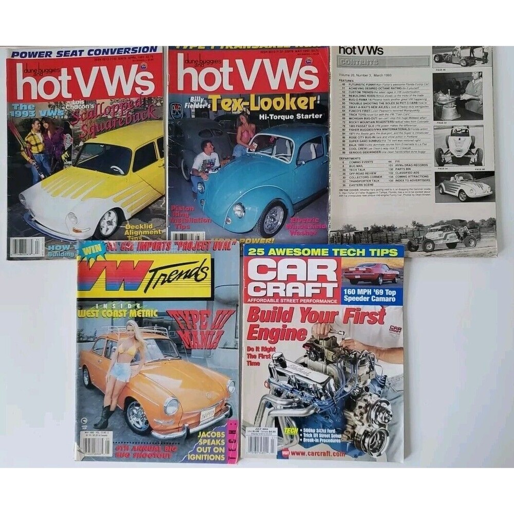 Lot of 5 Vintage Automobile Magazines Car Craft 2004 VW Trends and Hot Vws 1990s